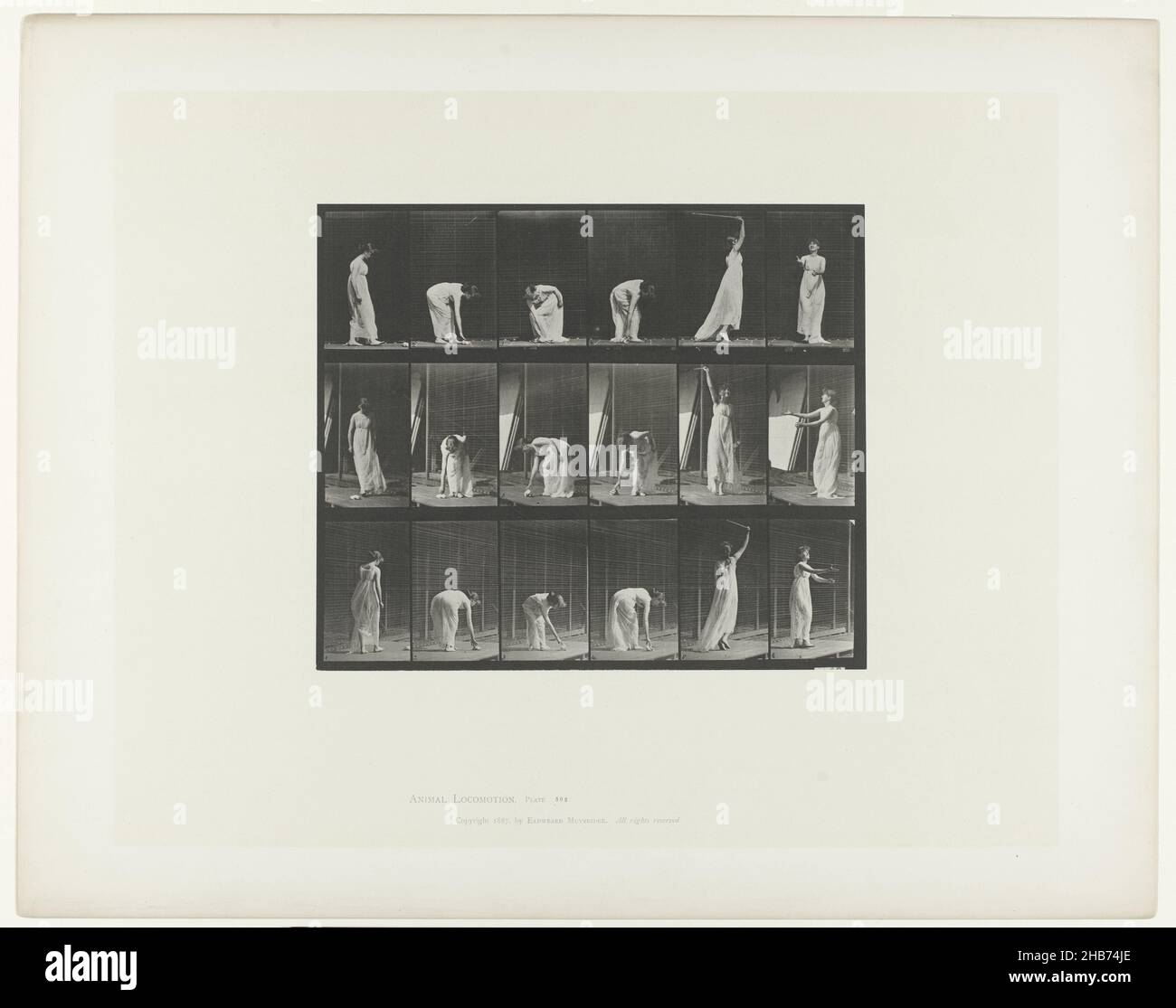 Woman Moving, 'Miscellaneous - stooping, etc', Eadweard Muybridge (mentioned on object), United States of America, 1885 - 1886, paper, collotype, height 483 mm × width 611 mmheight 250 mm × width 295 mm Stock Photo
