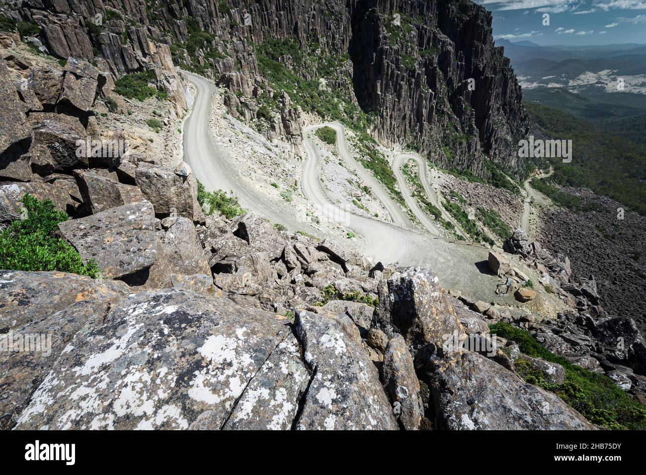 Famous access road (Jacob's Ladder) up to Ben Lomond in Tasmania. Stock Photo