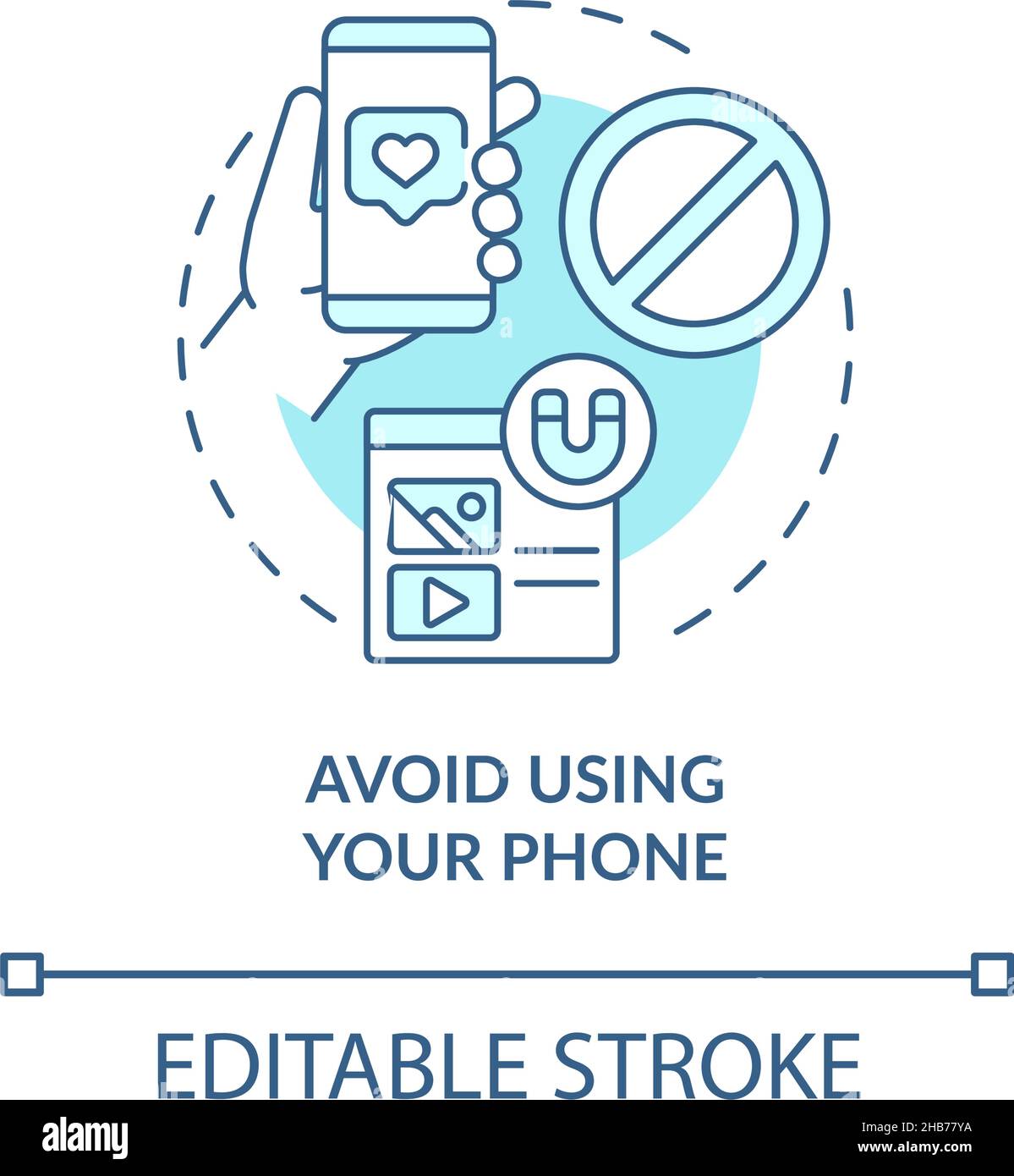 Avoid using your phone turquoise concept icon Stock Vector Image & Art ...
