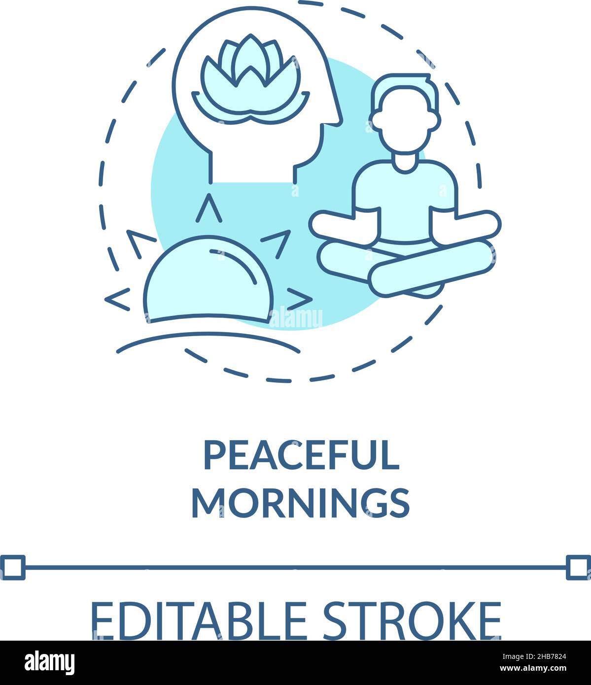 Peaceful morning turquoise concept icon Stock Vector