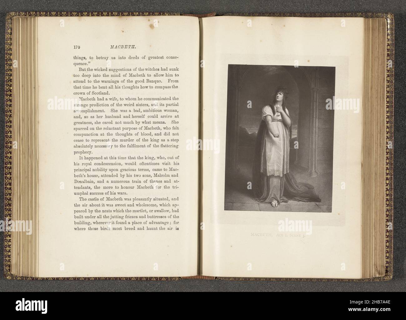 Photoreproduction of a print of a scene from Macbeth by William Shakespeare, Macbeth, Act I. Scene 5, Shown is Lady Macbeth., maker: anonymous, anonymous, c. 1873 - in or before 1883, paper, height 117 mm × width 87 mm Stock Photo