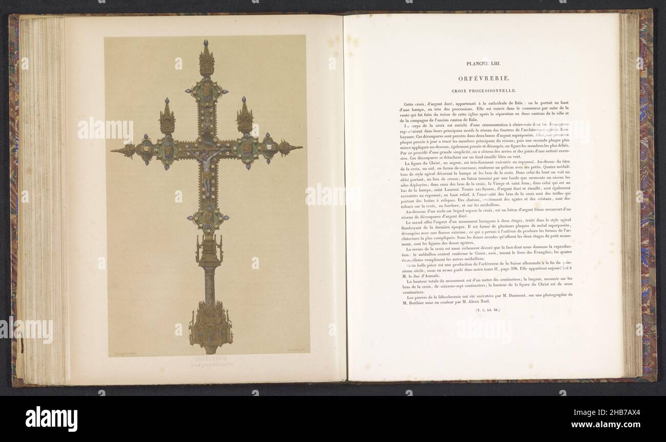 Processional cross, Croix processionnelle, Orfévrerie (series title), print maker: Daumont, (mentioned on object), Berthier, (mentioned on object), Paris, c. 1859 - in or before 1864, paper, height 274 mm × width 175 mm Stock Photo