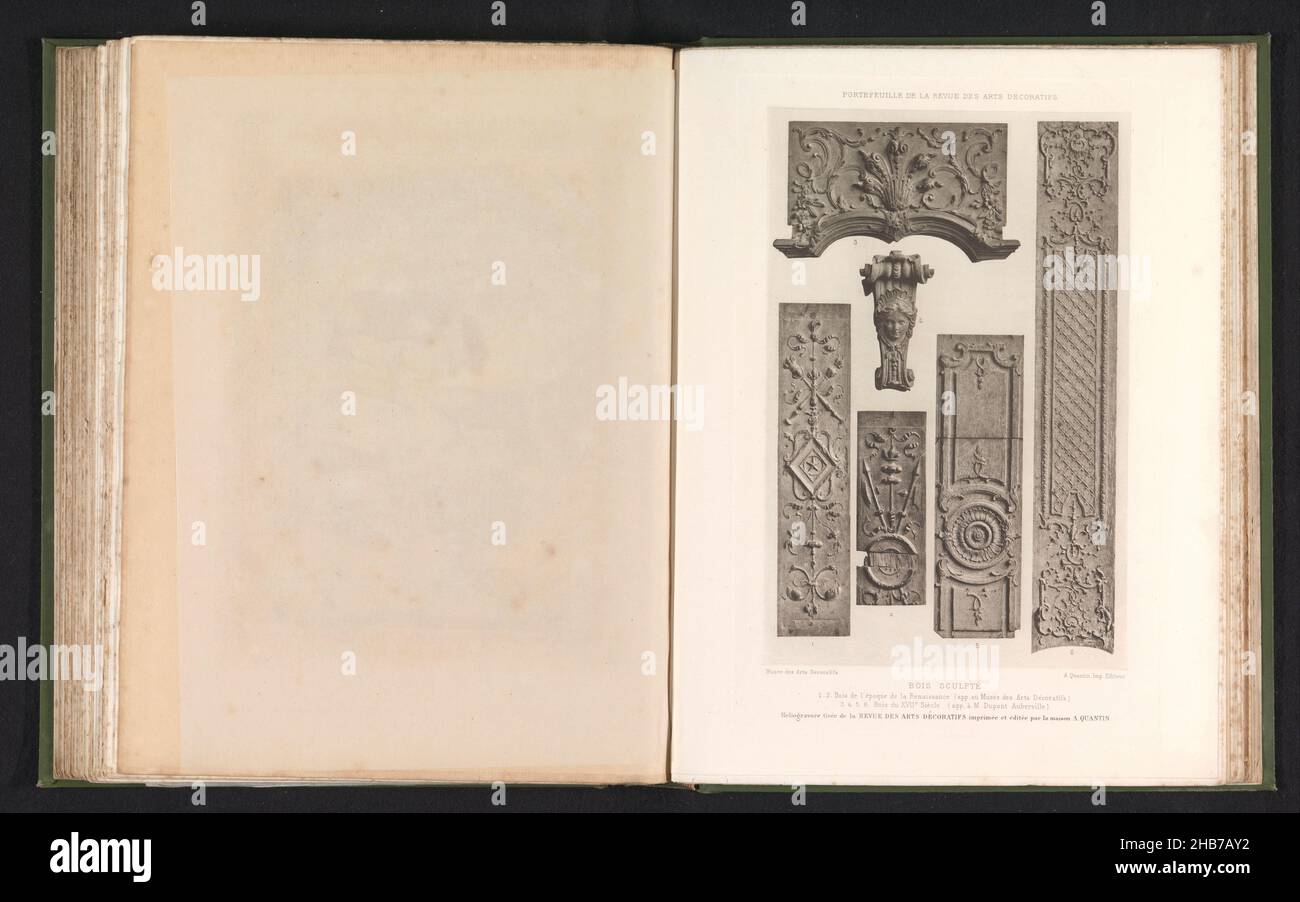 Six reliefs on wood, Bois sculpté, Numbers 1 and 2 are from the ...