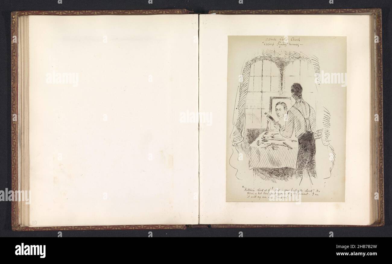 Photoreproduction of a drawing, depicting Reverend Burgon in front of a mirror, anonymous, intermediary draughtsman: anonymous, c. 1855 - in or before 1866, photographic support, albumen print, height 201 mm × width 145 mm Stock Photo