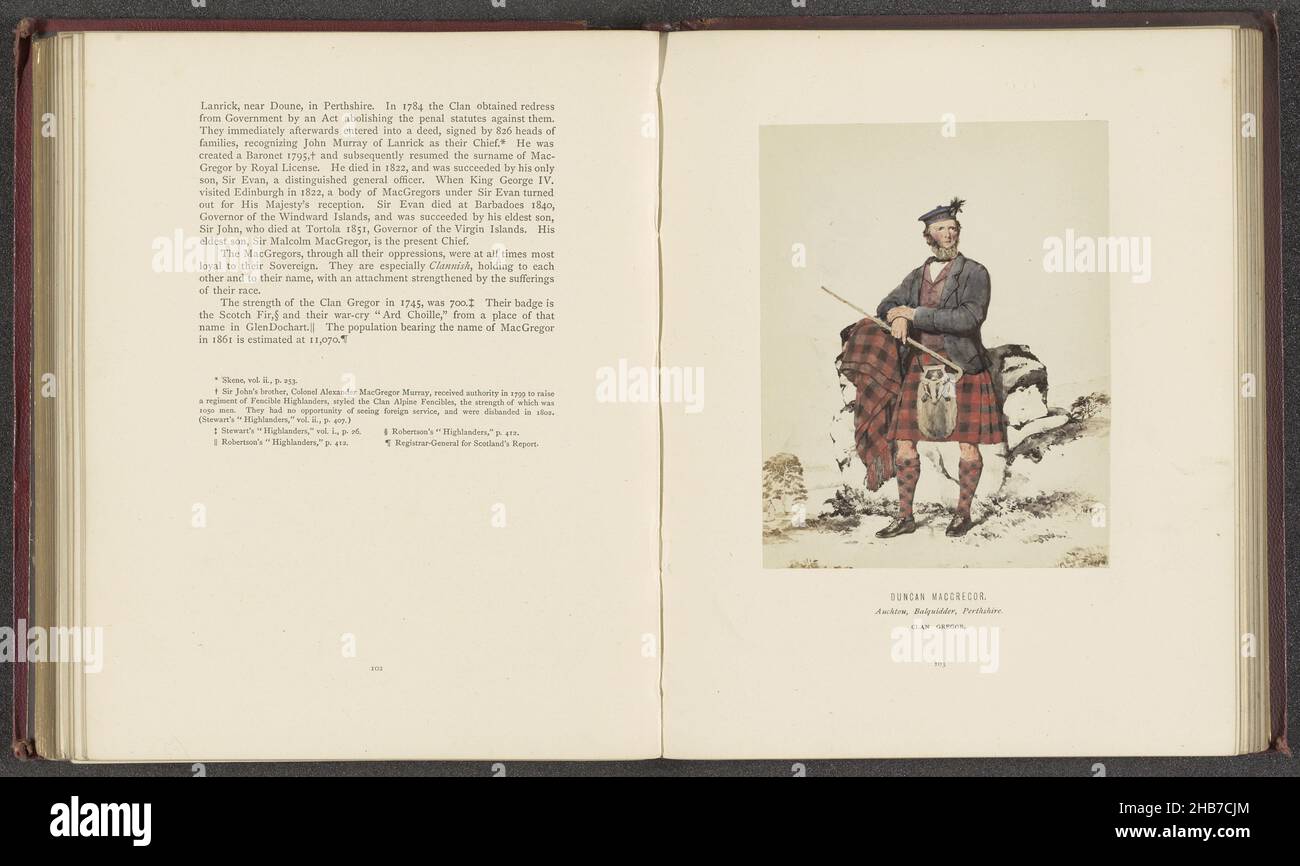 Photoreproduction of a drawing of a portrait of Duncan Macgreogor of the Clan Gregor, Duncan Macgregor, Auchtou, Balquidder, Perthshire. Clan Gregor (title on object), Day & Son Vincent Brooks, intermediary draughtsman: Kenneth Macleay, c. 1860 - in or before 1870, photographic support, albumen print, height 128 mm × width 99 mm Stock Photo