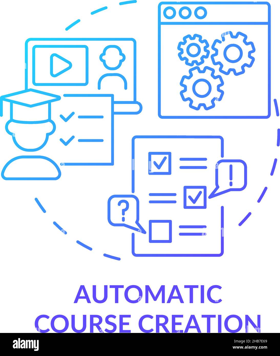 Automatic course creation blue gradient concept icon Stock Vector Image ...
