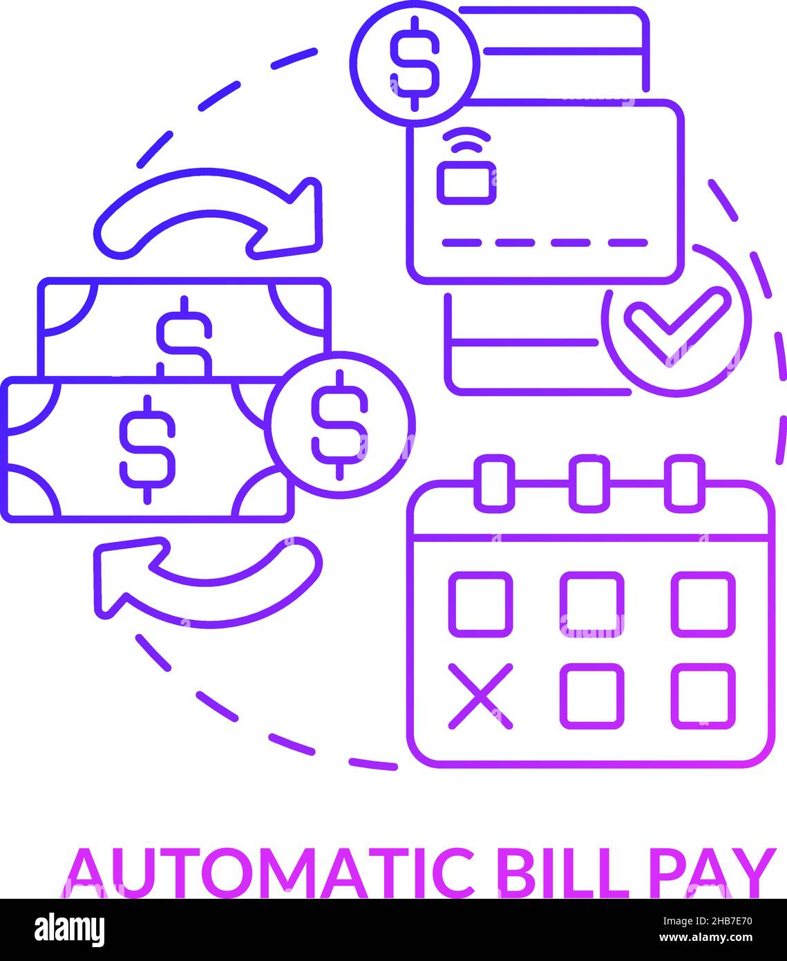 Automatic bill pay purple gradient concept icon Stock Vector Image