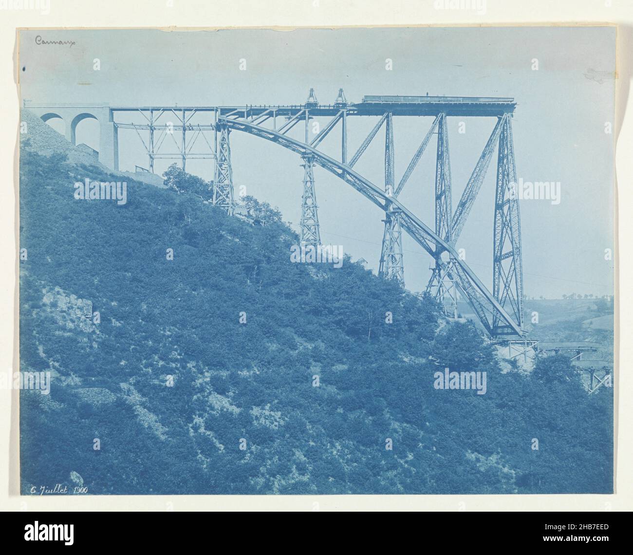 Construction of the Viaur Viaduct in France by the Societé de Construction des Battignolles, July 6, 1900, anonymous, France, 6-Jul-1900, photographic support, cyanotype, height 224 mm × width 285 mm Stock Photo