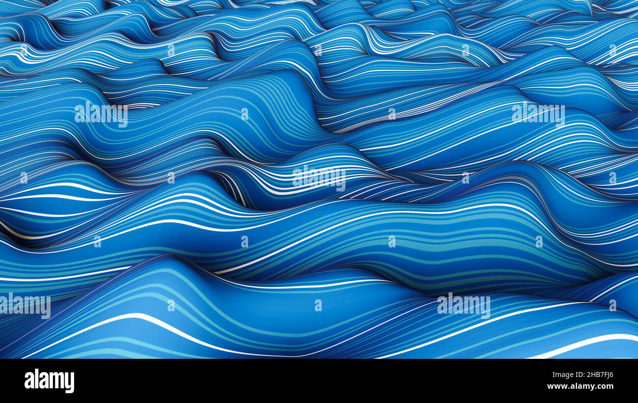 3d rendering of the blue ocean waves with abstract blue background ...