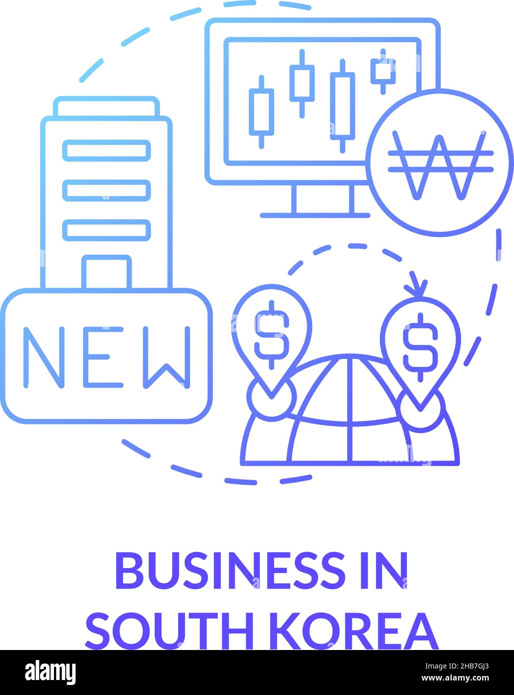 Business in South Korea blue gradient concept icon Stock Vector Image ...