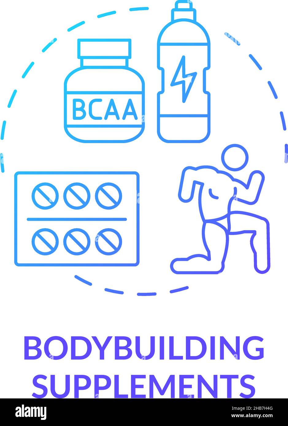 Bodybuilding supplements blue gradient concept icon Stock Vector