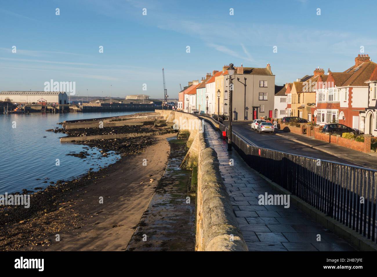The seafront and terraced houses at the Headland in Old Hartlepool,England,UK Stock