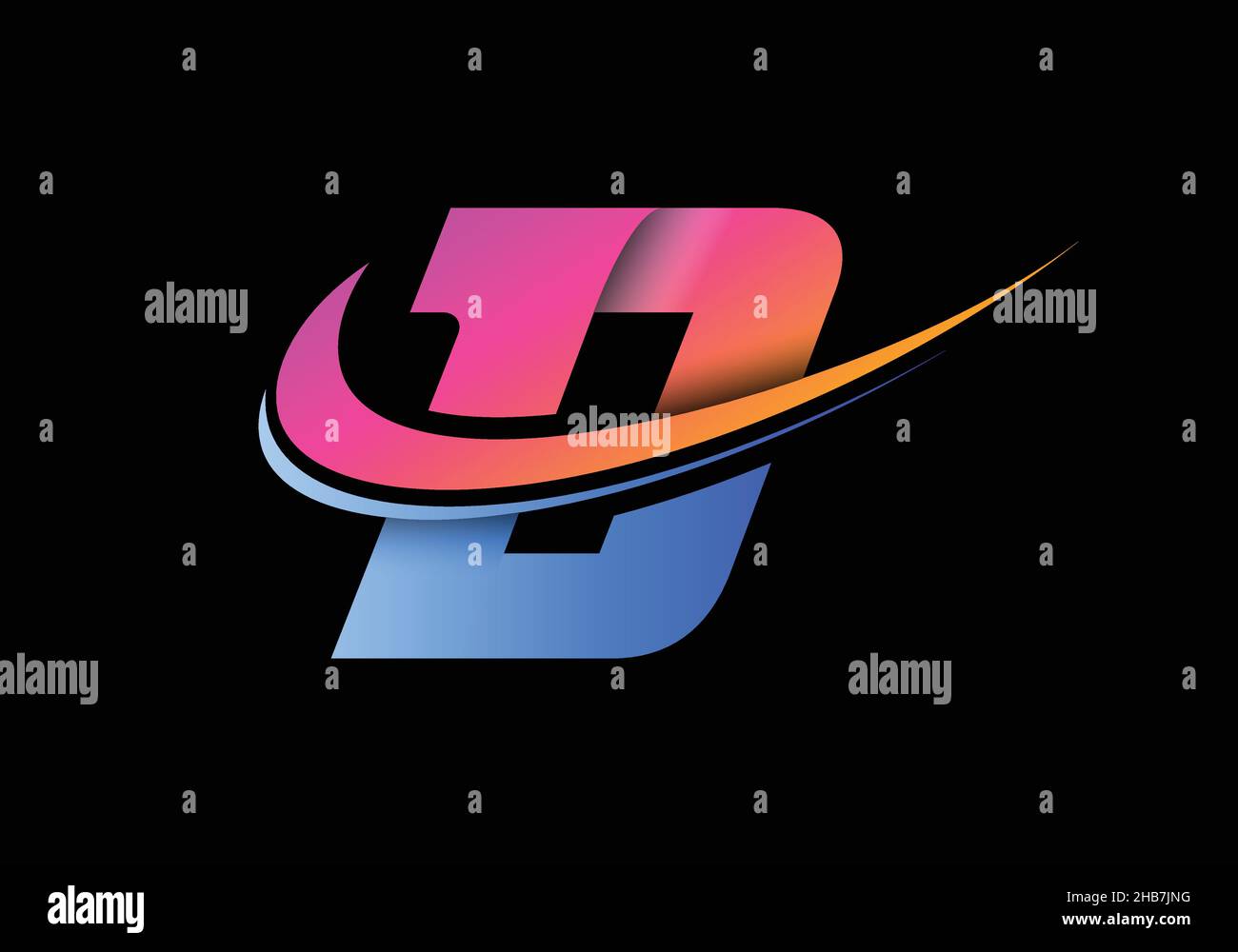 Initial letter D with a swoosh logo template. Modern vector logotype ...