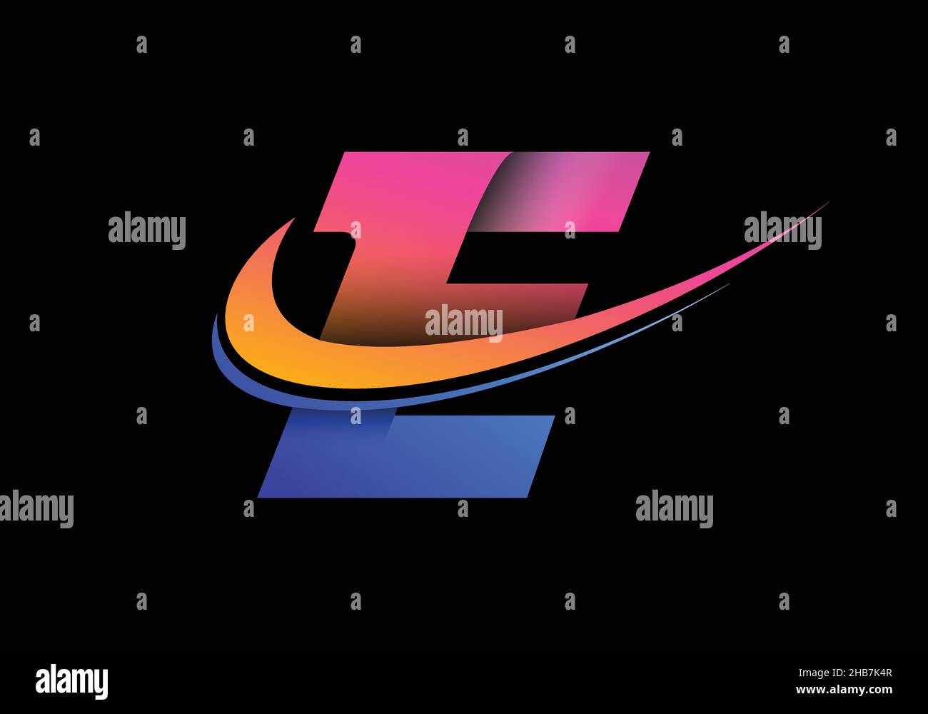 Initial letter E with a swoosh logo template. Modern vector logotype ...
