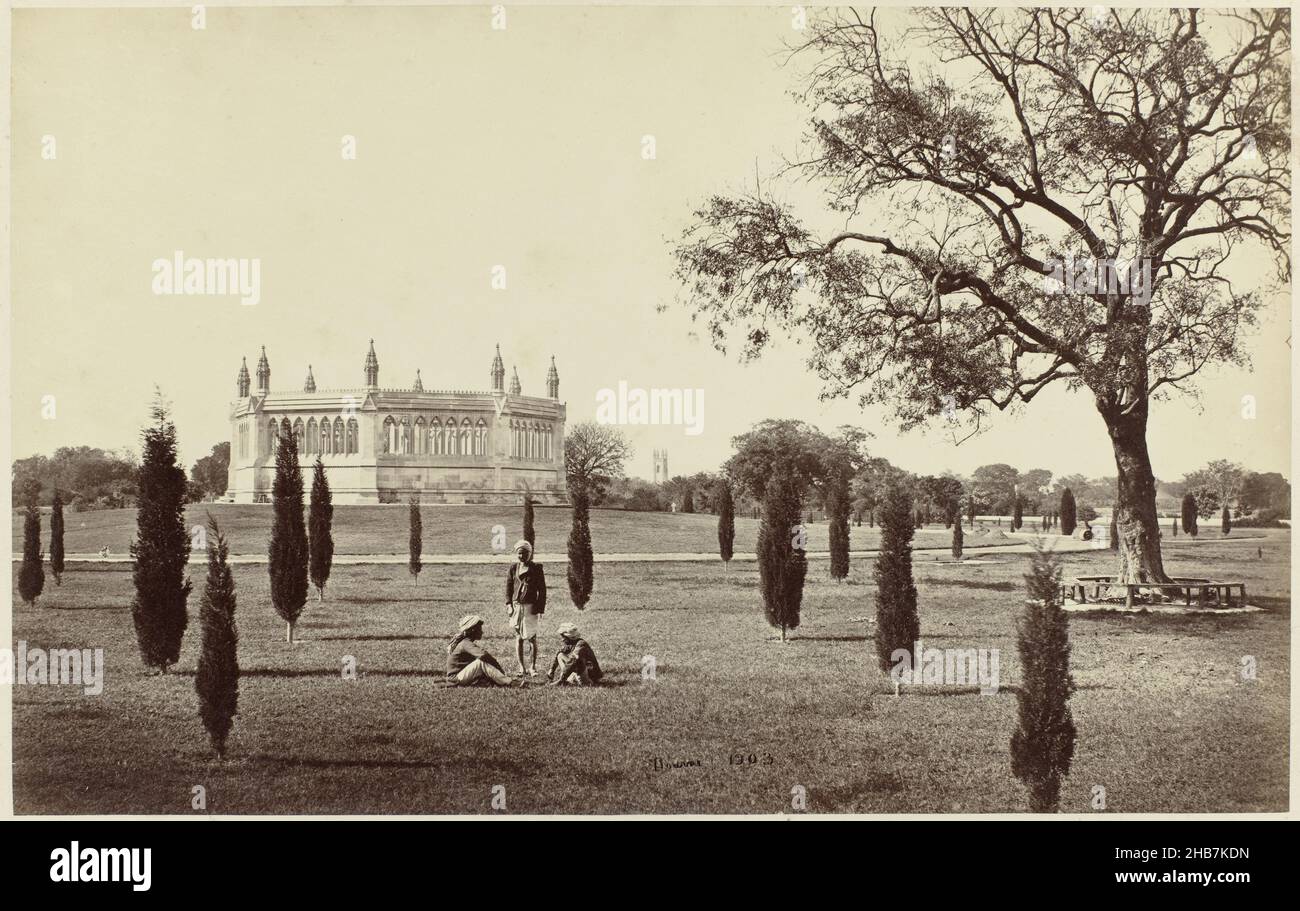 British memorial at Kanpur, commemorating the Bibighar massacre, Memorial Well, Cawnpore (title on object), The Memorial Well, with the Cawnpore Church in the distance (original title), Samuel Bourne (signed by artist), Kanpur, 1864 - 1866, paper, cardboard, albumen print, height 190 mm × width 302 mmheight 344 mm × width 470 mm Stock Photo