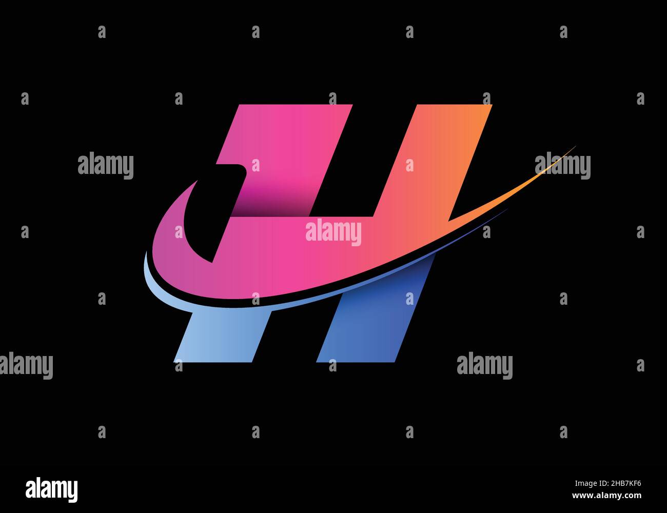 Initial letter H with a swoosh logo template. Modern vector logotype ...