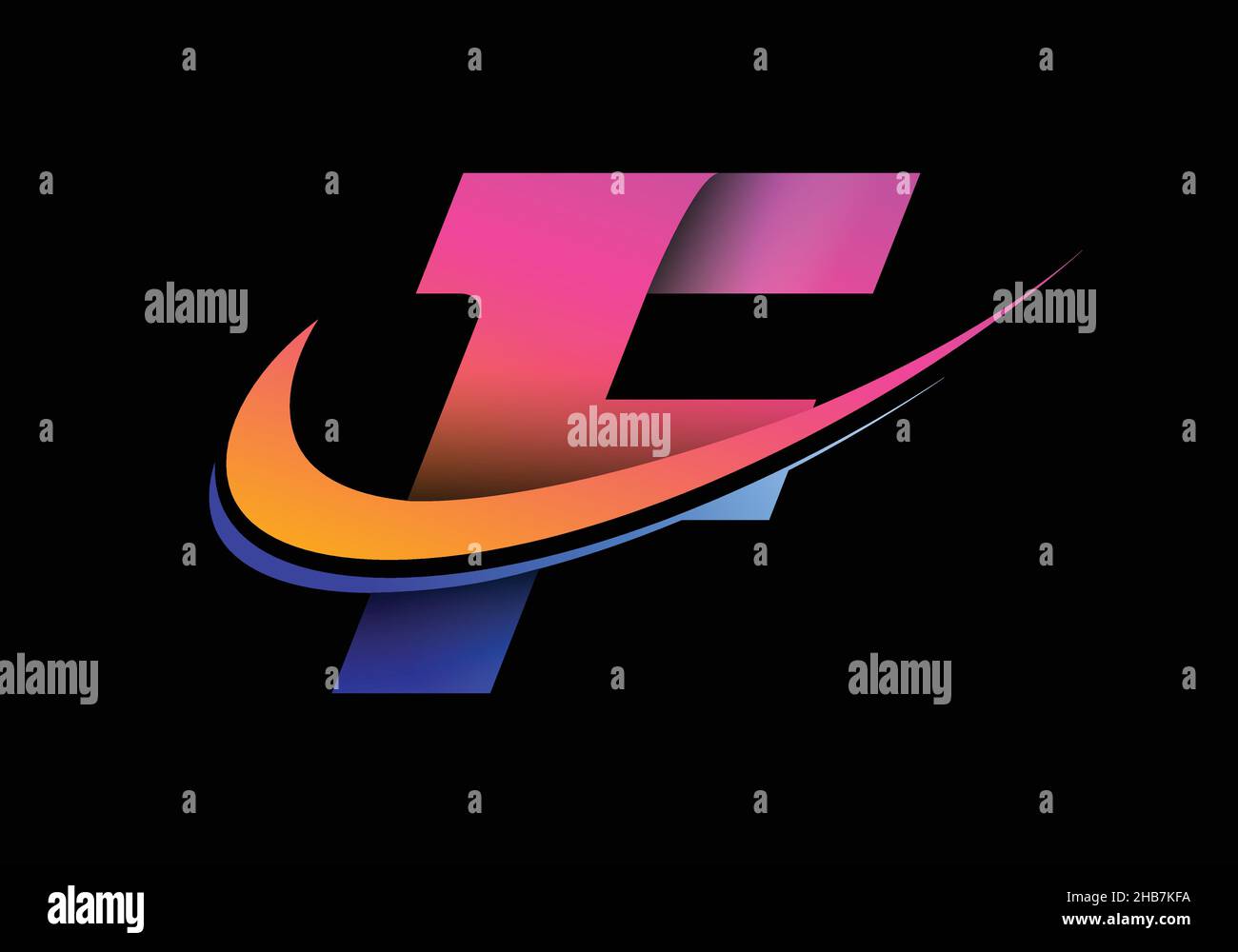 Initial letter F with a swoosh logo template. Modern vector logotype ...