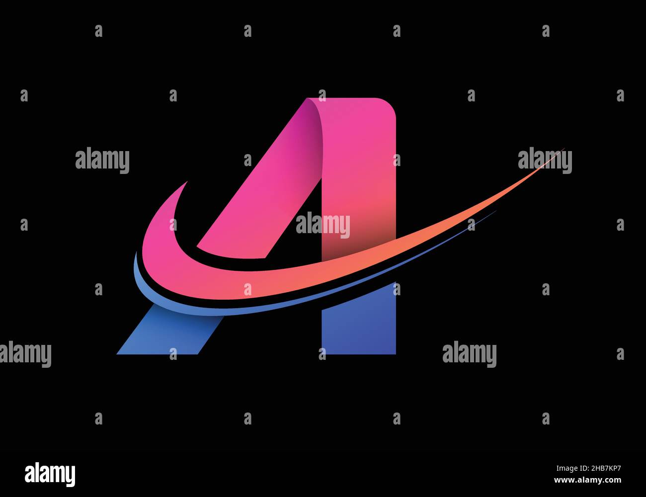 Initial letter A with a swoosh logo template. Modern vector logotype ...
