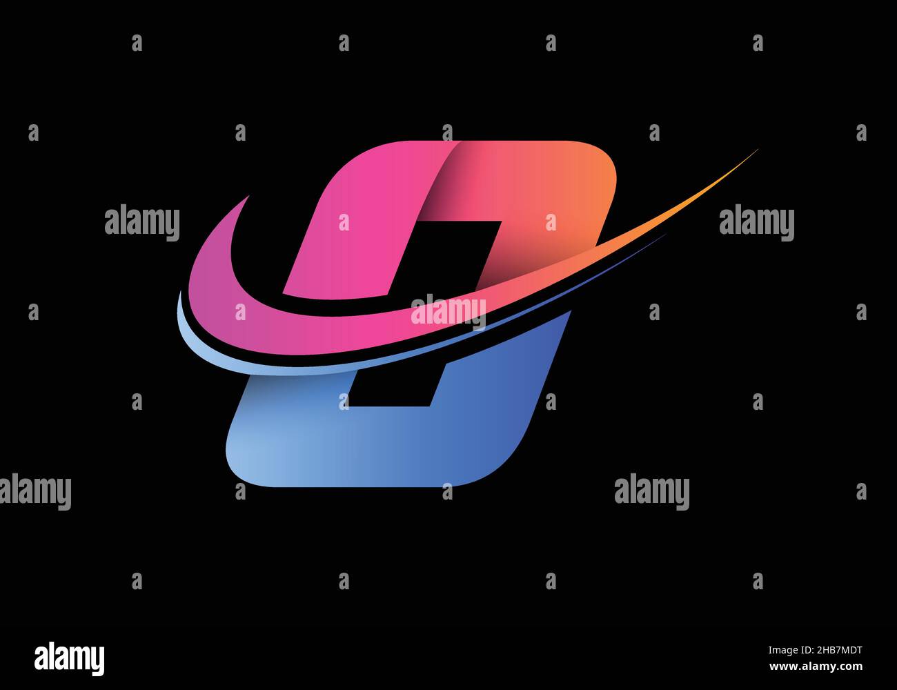 Initial letter O with a swoosh logo template. Modern vector logotype ...