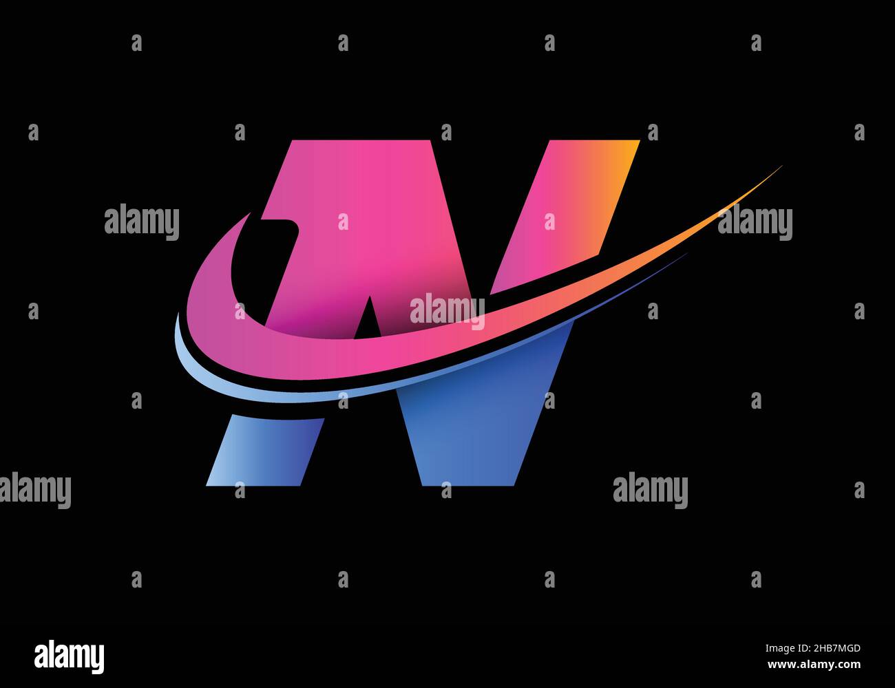 Initial letter N with a swoosh logo template. Modern vector logotype ...
