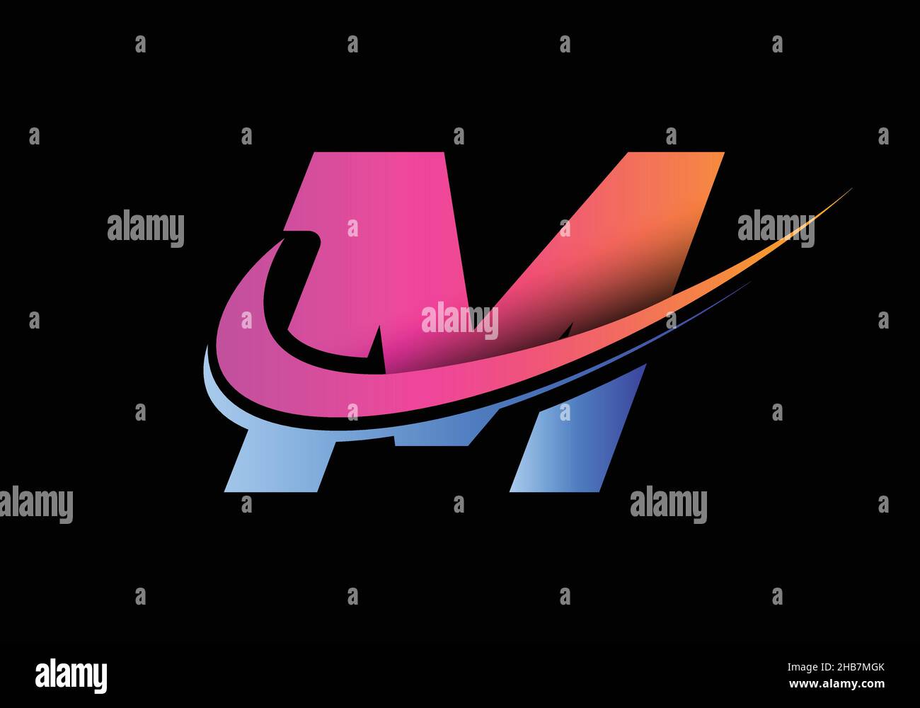 Initial letter M with a swoosh logo template. Modern vector logotype ...