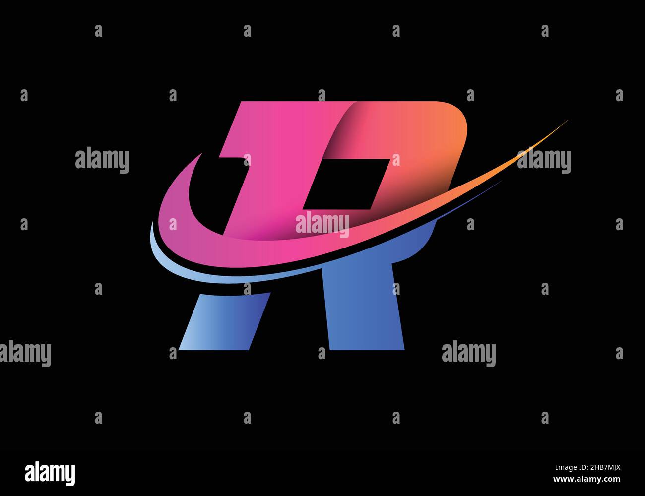 Initial letter R with a swoosh logo template. Modern vector logotype ...