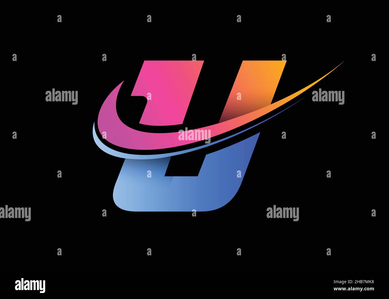 Initial letter U with a swoosh logo template. Modern vector logotype ...