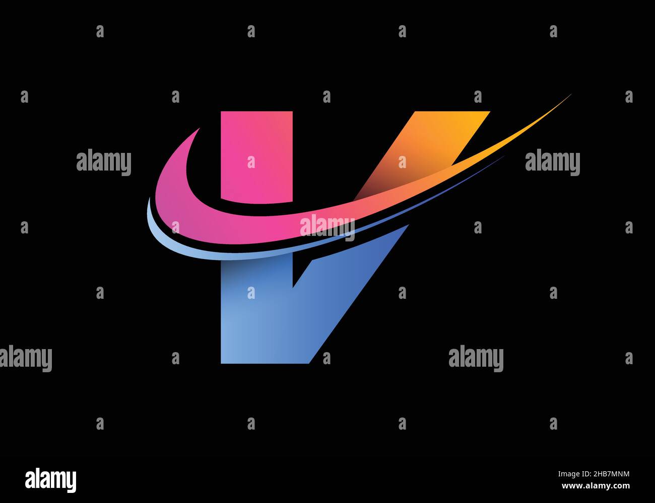 Initial letter V with a swoosh logo template. Modern vector logotype ...