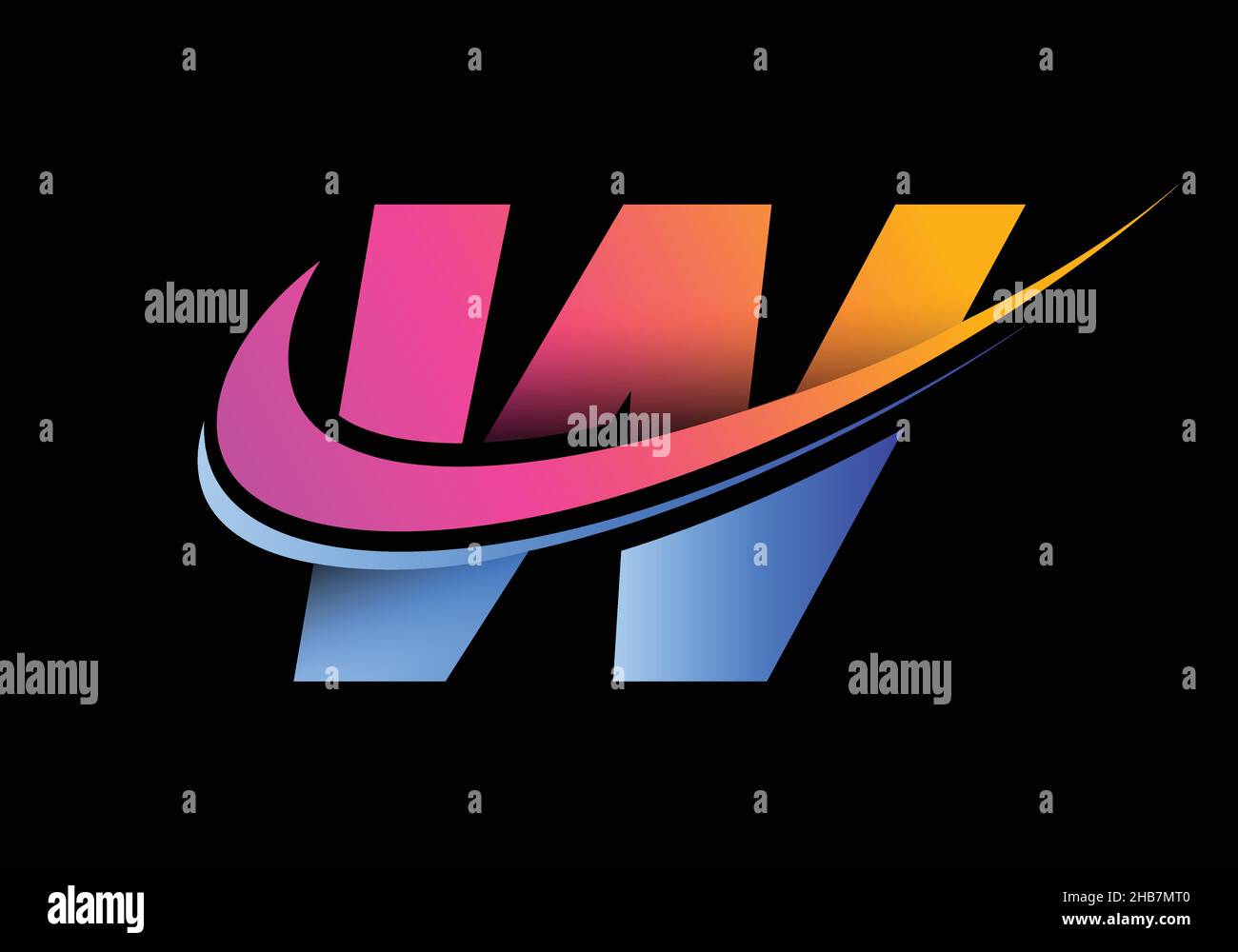 Initial letter W with a swoosh logo template. Modern vector logotype ...