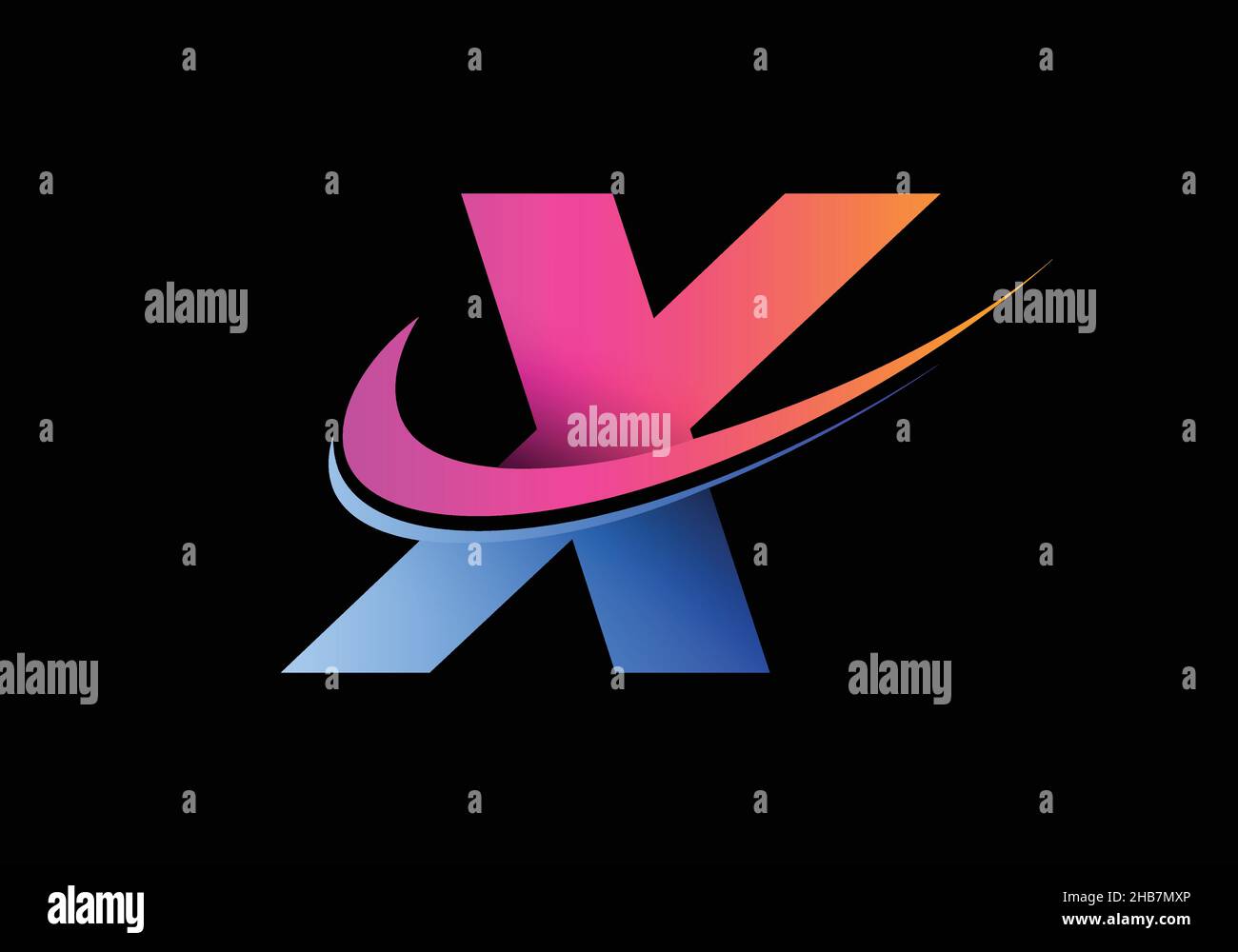 Initial letter X with a swoosh logo template. Modern vector logotype ...