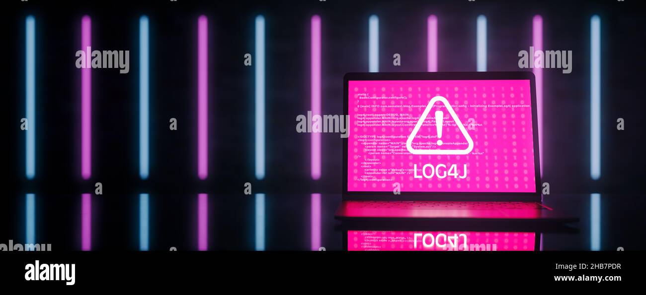 Java code of log4j with security lock, warning sign and digital numbers