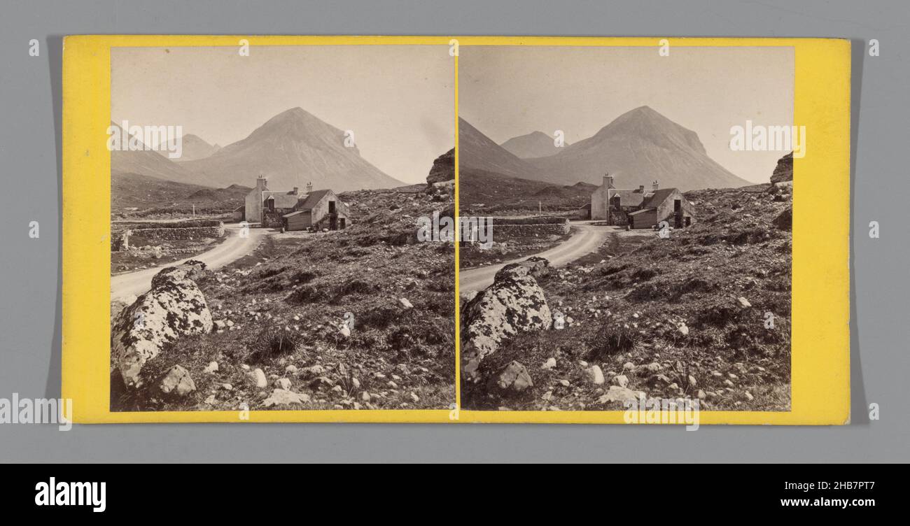 View of Sligachan on Skye, Sligachan, Isle of Skye (title on object), George Washington Wilson (mentioned on object), Skye, c. 1850 - c. 1880, cardboard, albumen print, height 85 mm × width 170 mm Stock Photo