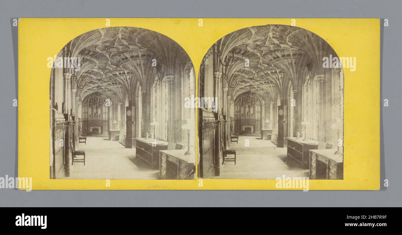 Cloister in the Palace of Westminster, Old St. Stephen's Cloisters, now used as the Members' Cloak Room (title on object), The British Houses of Parliament (series title on object), anonymous, Houses of Parliament, c. 1850 - c. 1880, cardboard, albumen print, height 85 mm × width 170 mm Stock Photo
