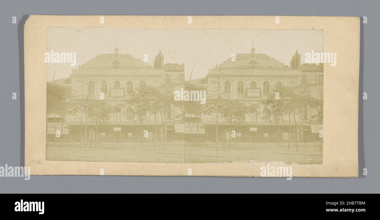 Frontage of the Théâtre de la Gaîté on the Boulevard du Temple in Paris, anonymous, Paris, c. 1850 - in or before 1862, cardboard, albumen print, height 85 mm × width 170 mm Stock Photo