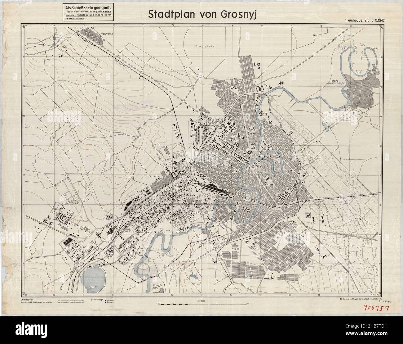Stadtplan von Grosnyj, Grozny Map, Old Map of Grozny, Retro Map of Grozny, Vintage Map of Grozny, Grozny Plan, Grozny Print, Grozny Poster, Russia Map Stock Photo
