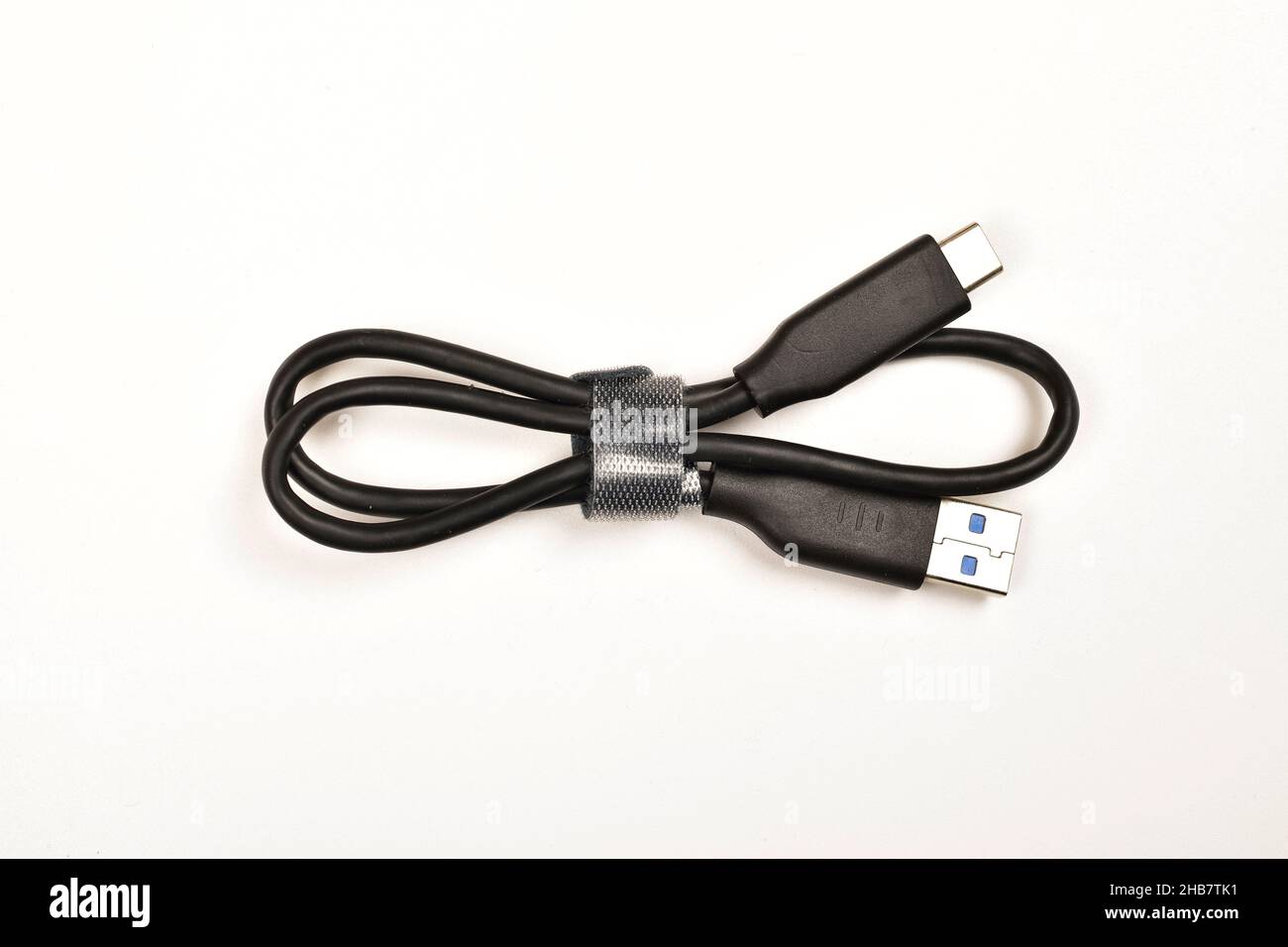 C Type Data Cable Isolated on White Background Stock Photo