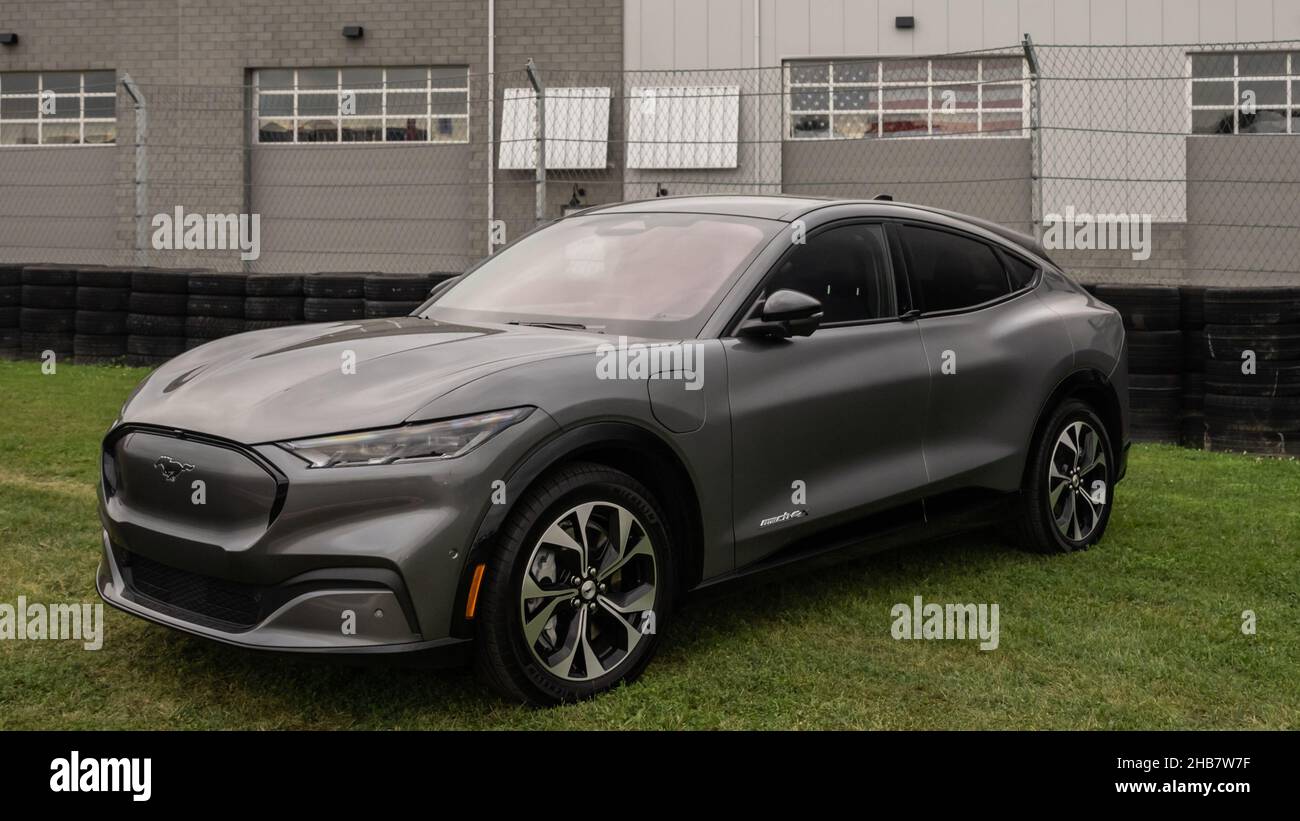 PONTIAC, MI/USA SEPTEMBER 22, 2021 A 2021 Ford Mustang MachE SUV at