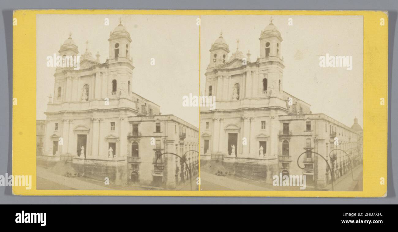 Chiesa di San Francesco d'Assisi all'Immacolata (Church of Saint Francis the Immaculate), Catania, Eglise de Saint-Francois d'Assises (Catane) (title on object), anonymous, Catania, 1850 - 1880, cardboard, paper, albumen print, height 88 mm × width 177 mm Stock Photo