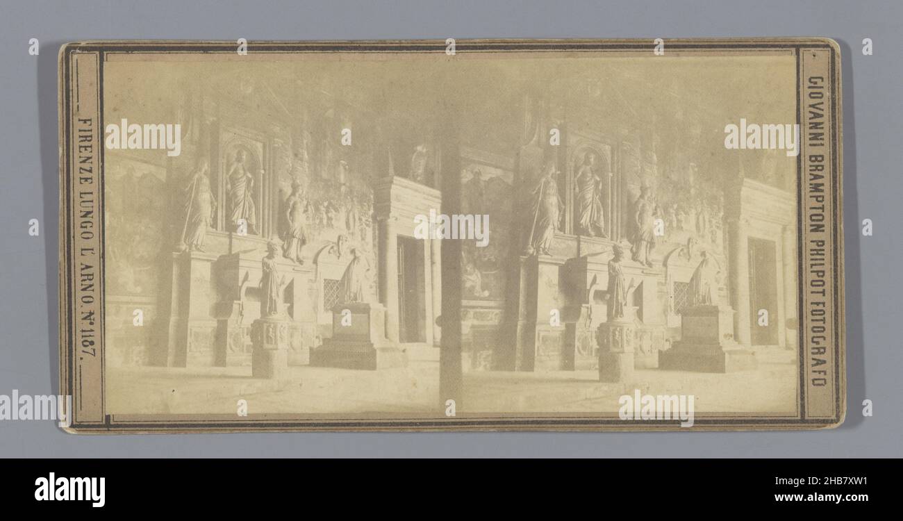 Tombs in the Camposanto at Pisa, Giovanni Brampton Philpot (mentioned on object), Campo Santo, c. 1850 - c. 1870, cardboard, albumen print, height 85 mm × width 170 mm Stock Photo