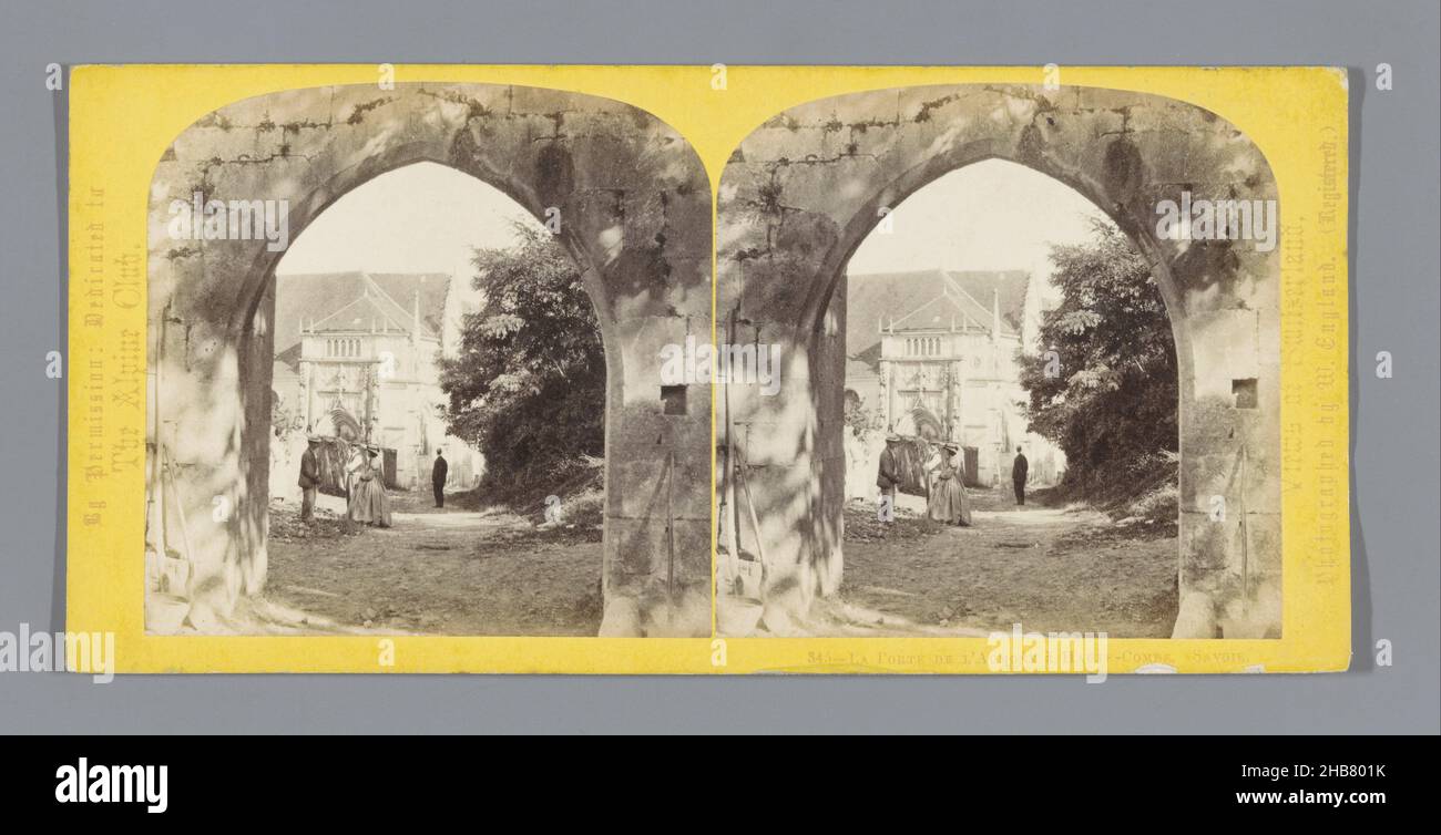 Entrance portal of the Abbey of Hautecombe, La Porte de l'Aumone à Haute-Combe. Savoie. (title on object), William England (mentioned on object), Savoie, c. 1850 - c. 1880, cardboard, albumen print, height 85 mm × width 170 mm Stock Photo