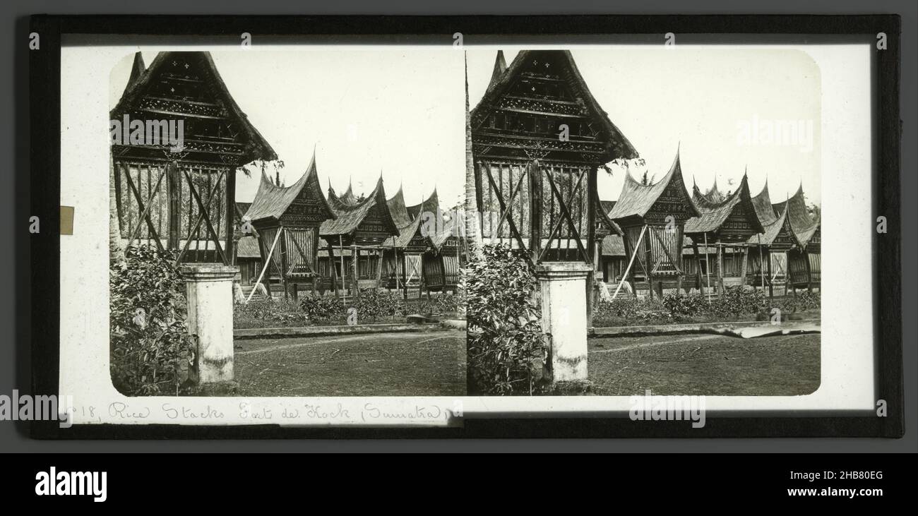 Fort de Kock in Bukittinggi, Sumatra, Rice Stocks House Fort de Kock (Sumatra) (title on object), Woodbury & Page (possibly), Bukittinggi, 1857 - 1864, glass, slide, height 85 mm × width 170 mm Stock Photo