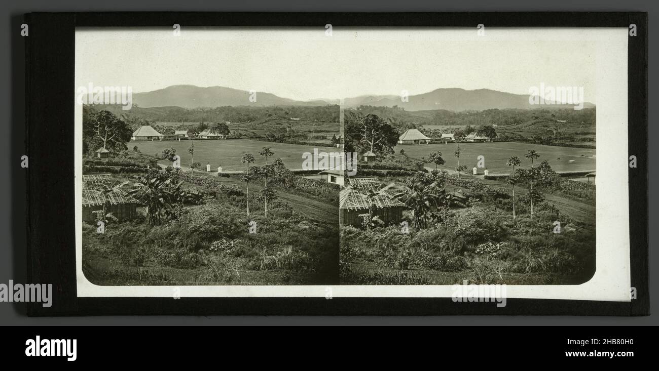 Estate surrounding Fort de Kock in Bukittinggi, Sumatra, Military parade ground, Fort de Kock (Sumatra) (title on object), Woodbury & Page (possibly), Bukittinggi, 1857 - 1864, glass, slide, height 85 mm × width 172 mm Stock Photo