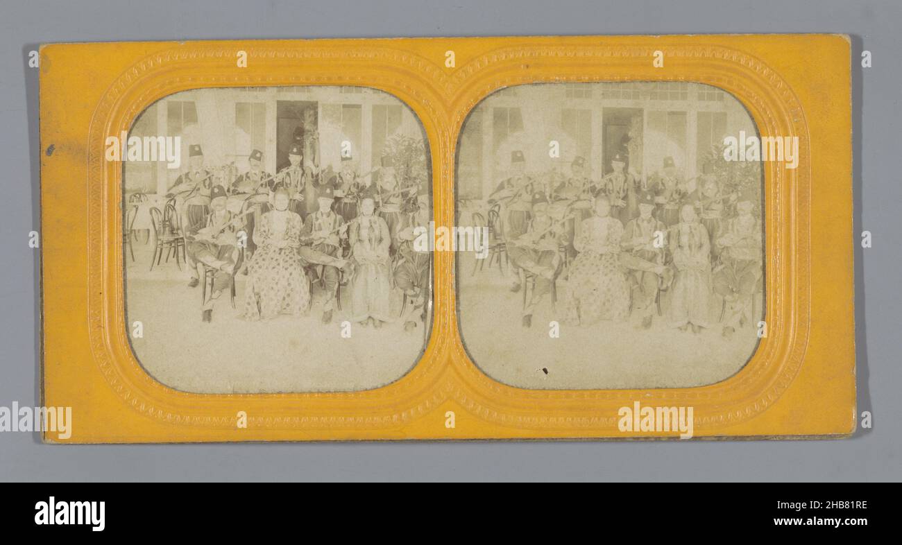 Musicians during the 1900 World's Fair in Paris, Exposition 1900, Musiciens (title on object), anonymous, Paris, 1900, photographic support, paper, albumen print, height 88 mm × width 177 mm Stock Photo