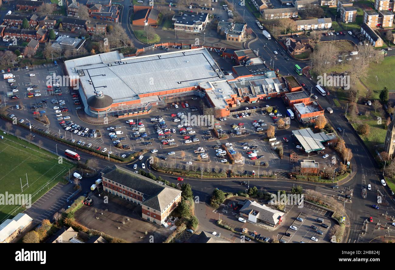 aerial view of the Morrisons supermarket in The Penny Hill Centre, Hunslet, Leeds Stock Photo