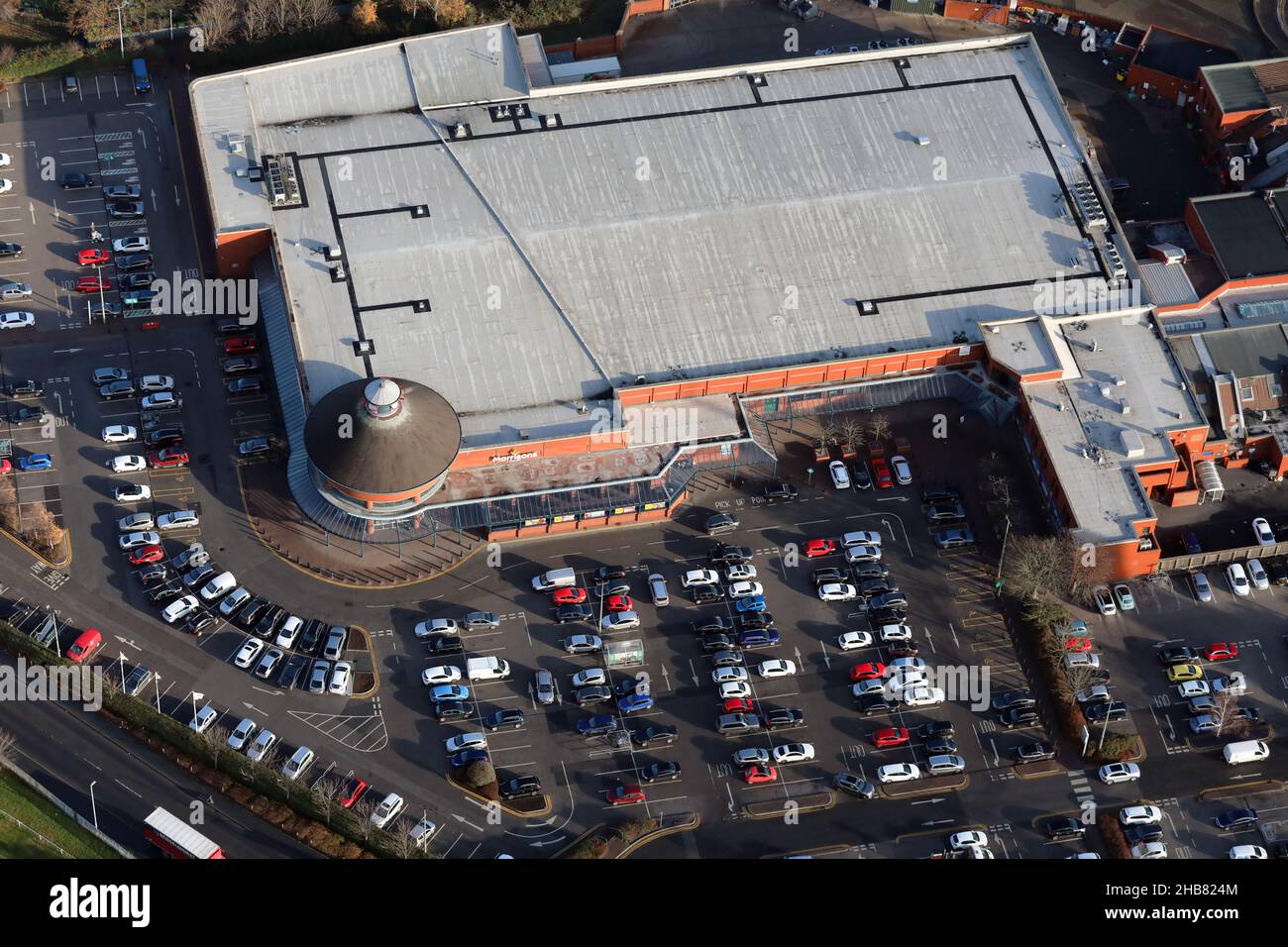 aerial view of the Morrisons supermarket in The Penny Hill Centre