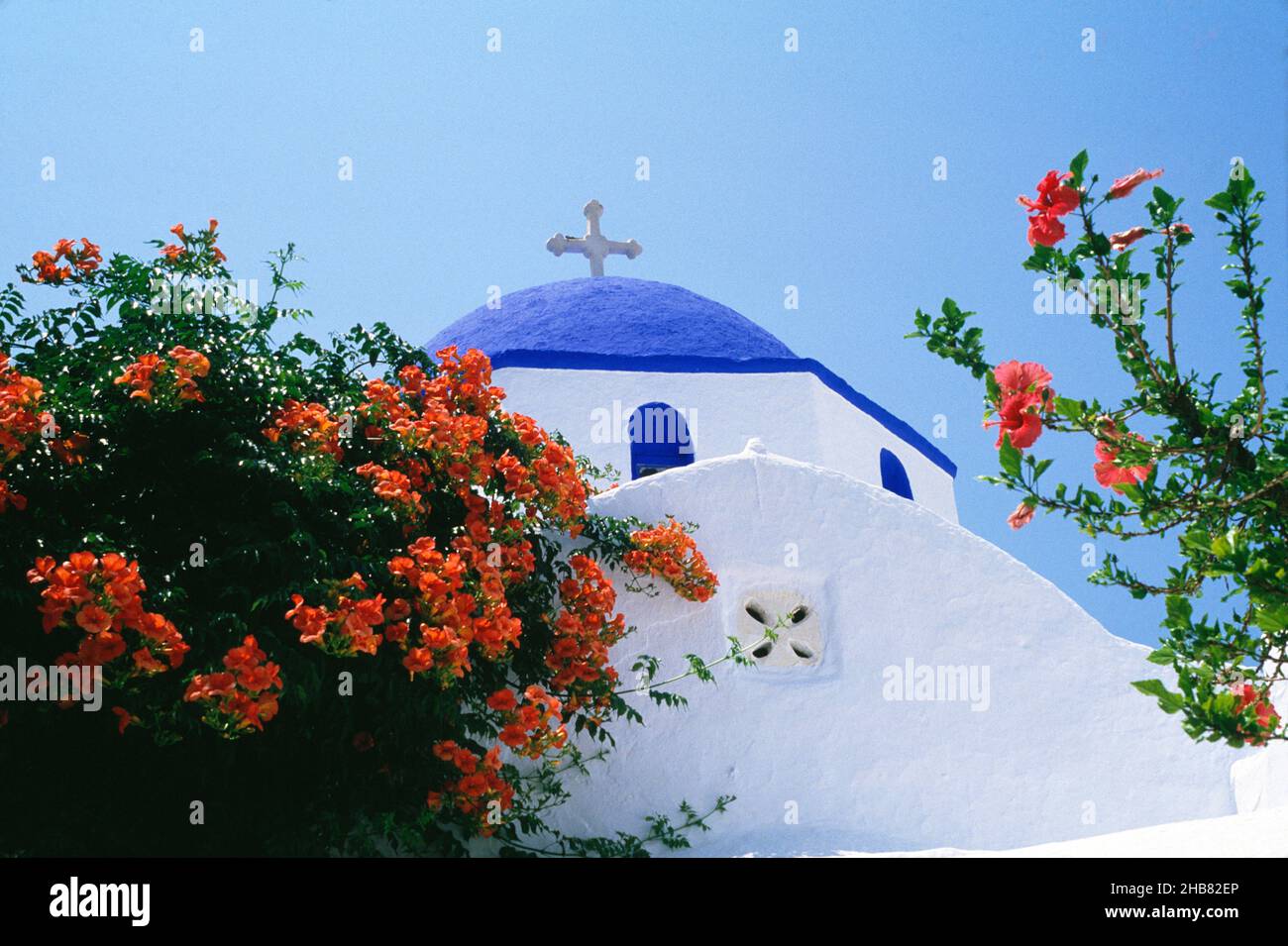Greece. Cyclades Islands. Paros. Parikia. Church roof. Stock Photo