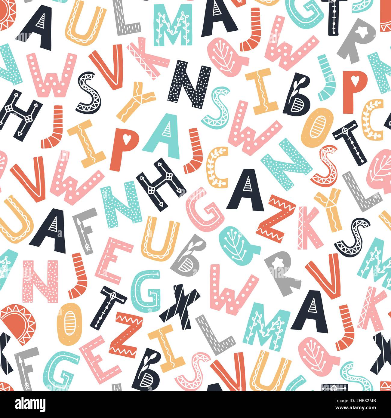 ABC seamless pattern. Scandinavian style alphabet. Vector cartoon hand  drawn repeat wallpaper Stock Vector Image & Art - Alamy
