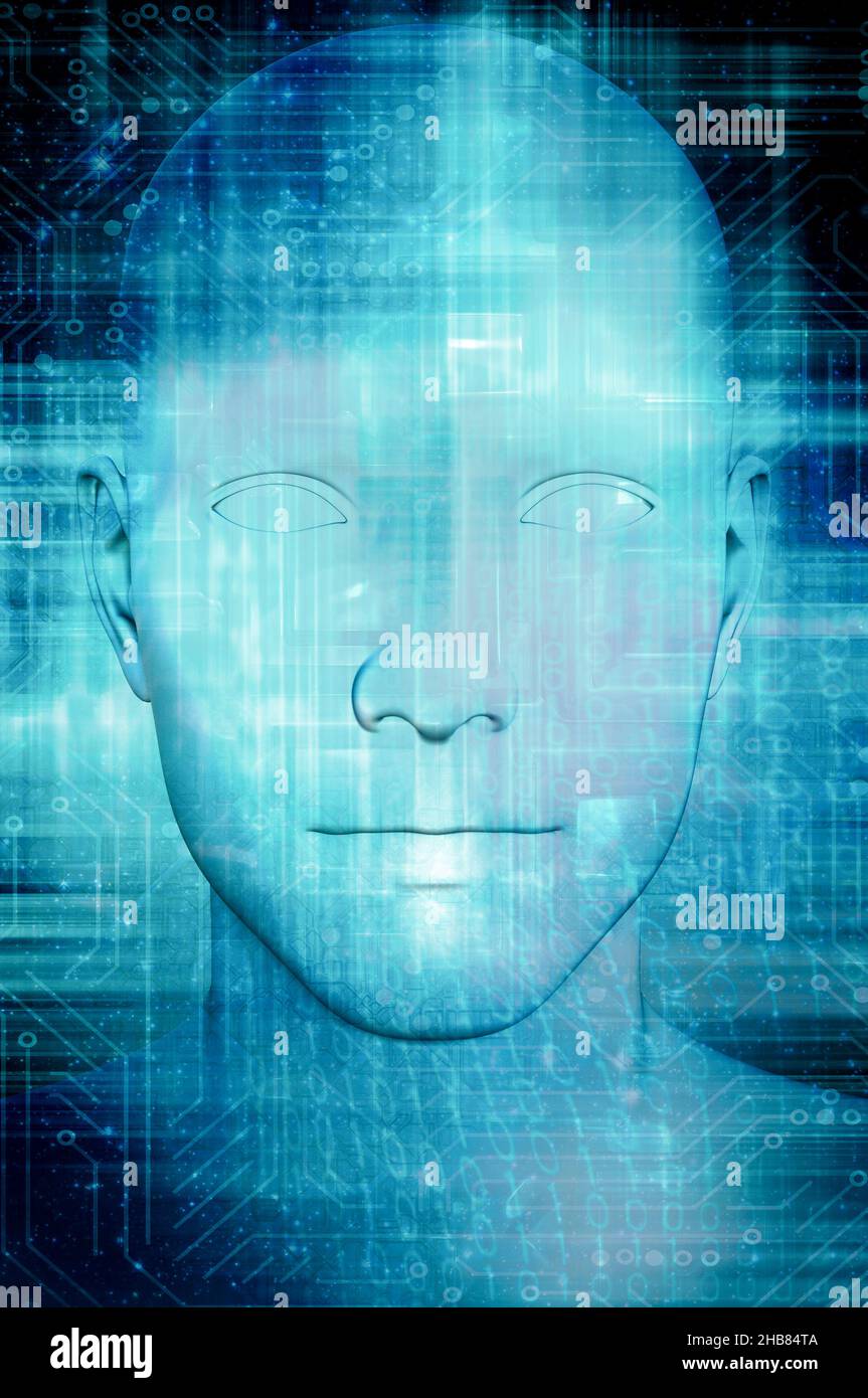 Artificial intelligence and digitally created personas Stock Photo