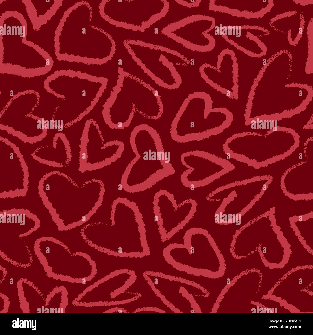 Hand drawn heart seamless pattern. Valentine day background. Vector ...