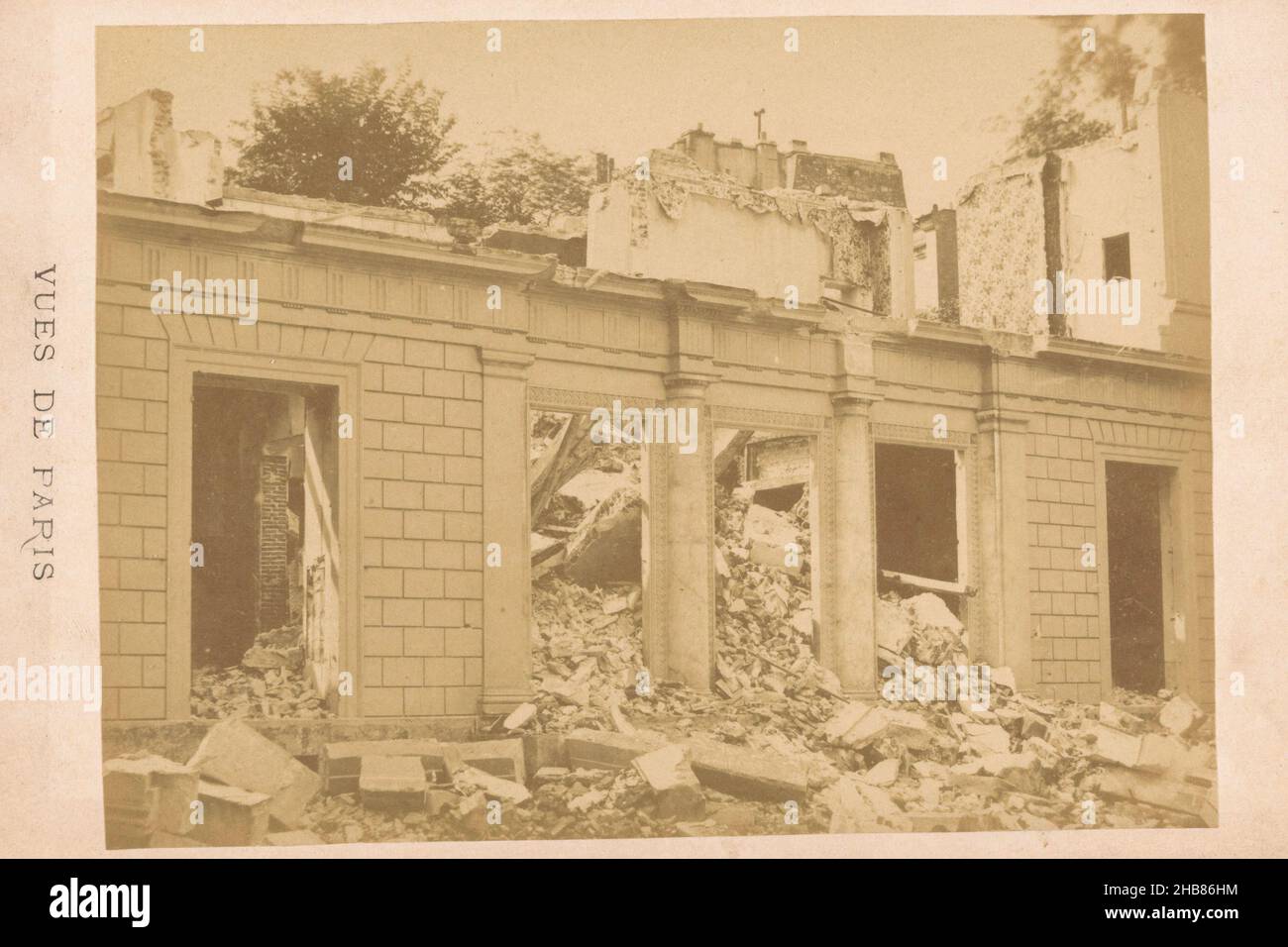 View of the destroyed house of President Thiers in Paris by the Paris Commune, Vues de Paris (series title on object), JR (mentioned on object), Paris, 28-May-1871 - in or before 1872, cardboard, albumen print, height 108 mm × width 165 mm Stock Photo